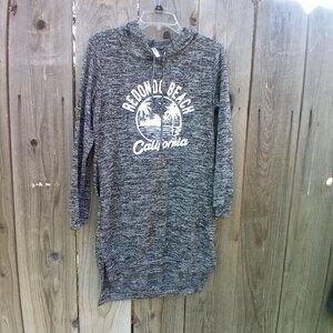 EVER HOTTIE Hoddie Dress Juniors Sz L Gray Pullover Long Sleeve Pockets Stretch